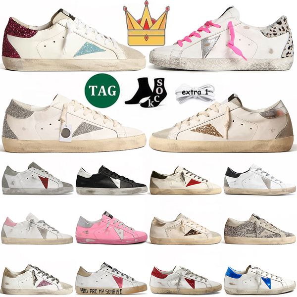 

2023 new designer sneakers golden superstar doold dirty sports shoes men women gooses famous brand italy brand casual white leather flat dhg, Black