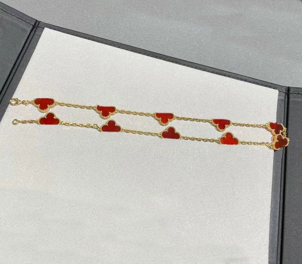 

2023 v gold material luxury quality charm 10pcs flowers pendant necklace with nature red agate in gold plated have box stamp ps7469b, Silver