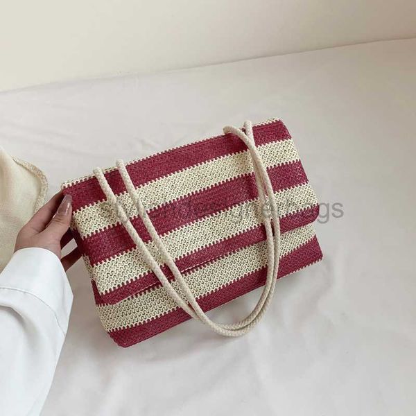 

beach bags trendy large capacity stripe knitted commuter fashion handbag 2023 new western style one shoulder underarm bag tote bagstylishdes