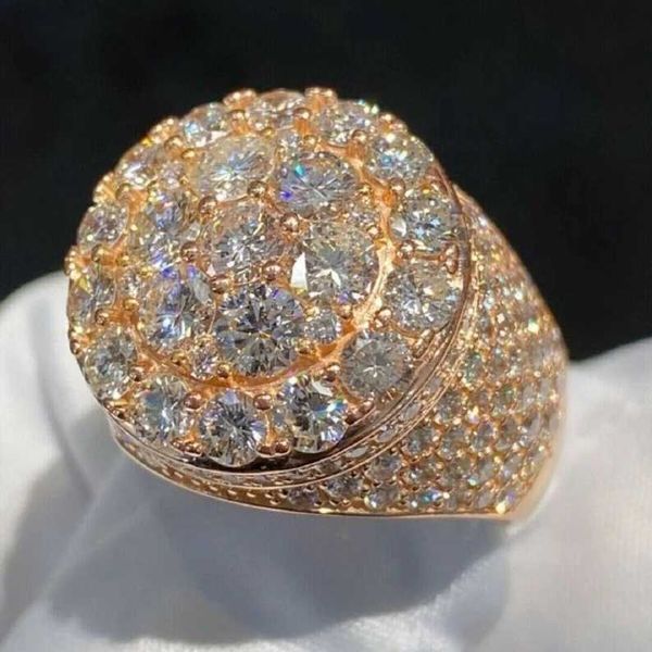 

hip hop iced out 14k gold plated vvs moissanite ring men, Silver