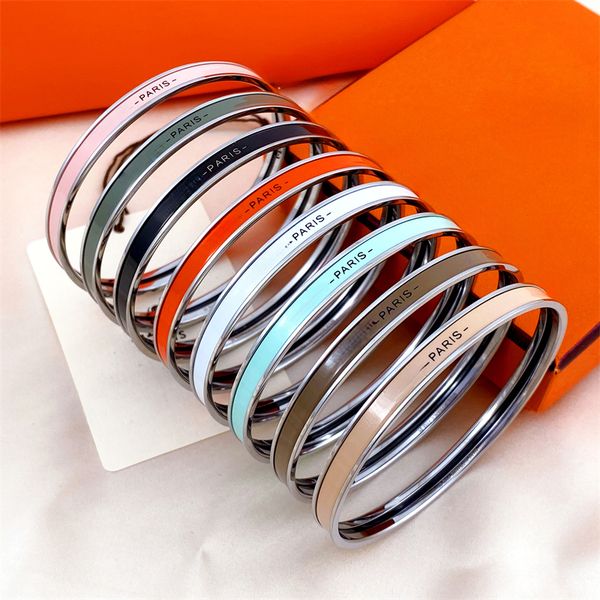 

women's bracelet round closed enamel ring couple bracelet titanium steel fashion star same style bracelet high-end luxury gift, Black