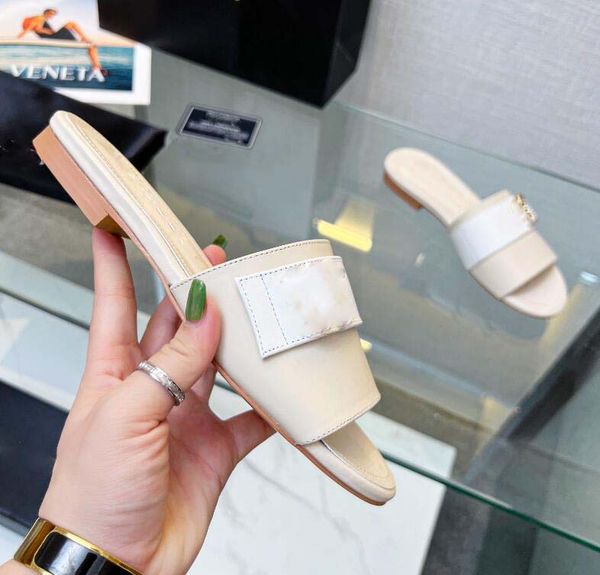 

luxury designer slide slippers summer sandals men beach indoor flat flip flops leather lady women fashion classic shoes ladies size 35-42 wi, Black
