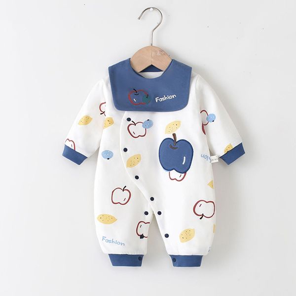 

rompers winter born baby clothes korean style baby boys rompers warm cotton baby girls jumpsuit clothing infant kids onesies outfits 230812, Blue