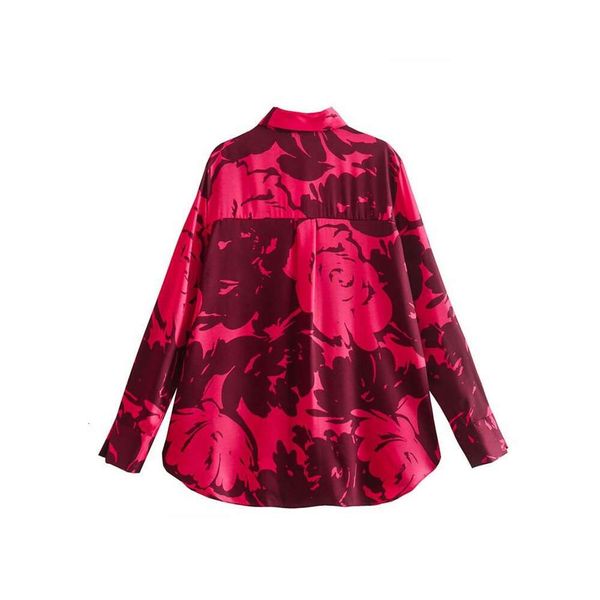 

wholesale spring style blouses printed silk satin texture draping shirt for, White