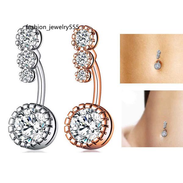 

navel bell button rings stainless steel diamond bell button rings allergy zircon navel belly ring fashion women body jewelry will and sandy, Silver