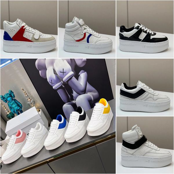 

block sneaker calfskin shoes luxury designer women jane low lace up sneaker fashion loose cake thick sole rubber canvas casual shoe increase, Black