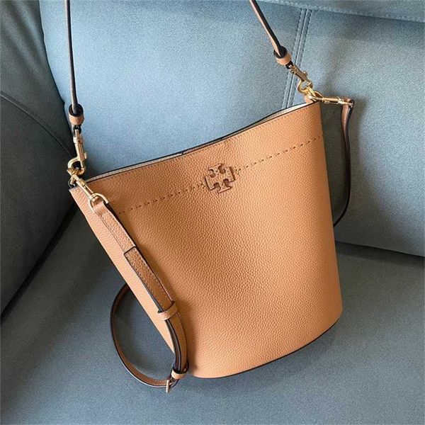 

55% off designer bag 2024 early launch tb new bucket handbag litchi grain cowhide one shoulder crossbody fashion genuine leather women'