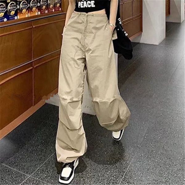 

womens pants capris women parachute cargo vintage solid pleated high waist lace up chic sweatpants female jogging drawstring baggy trousers, Black;white