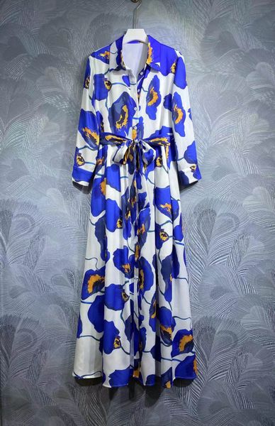 

high-quality autumn runway style printed long sleeve shirt dress, Black