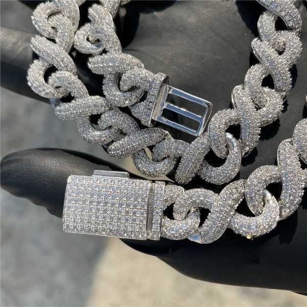 

925 sterling silver vermeil vvs diamond necklaces 13mm infinity chain iced out deluxe hip hop jewelry for men rapper