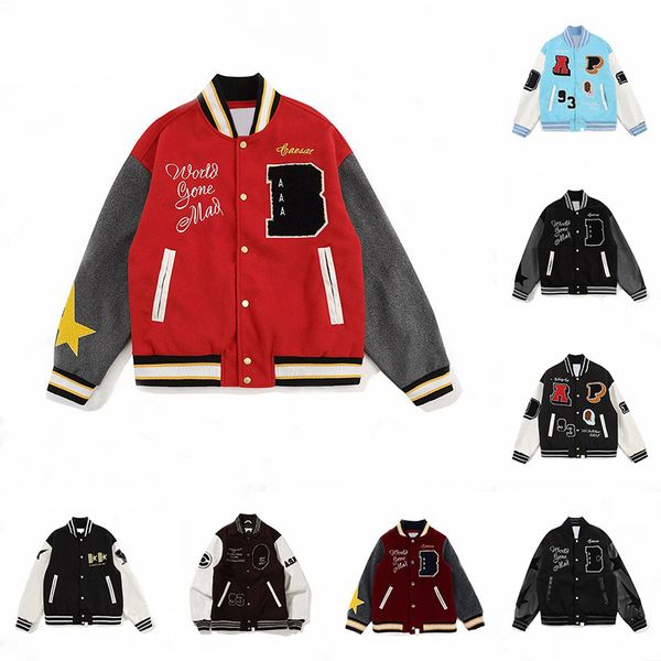 

designer mens jackets woman fashion varsity jacket casual loose leather coat luxury classic letter outerwear coats men letterman jacket wome, Black;brown