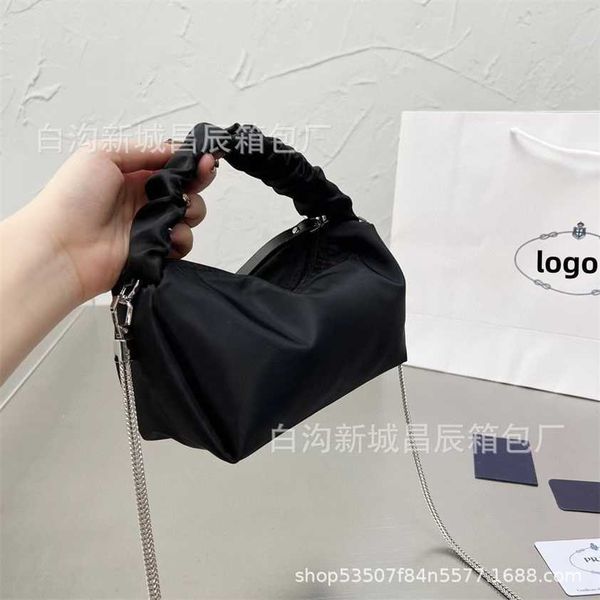

56% off designer bag 2024 early launch summer new nylon fabric pleated handheld women's single shoulder crossbody cloud chain strap sma