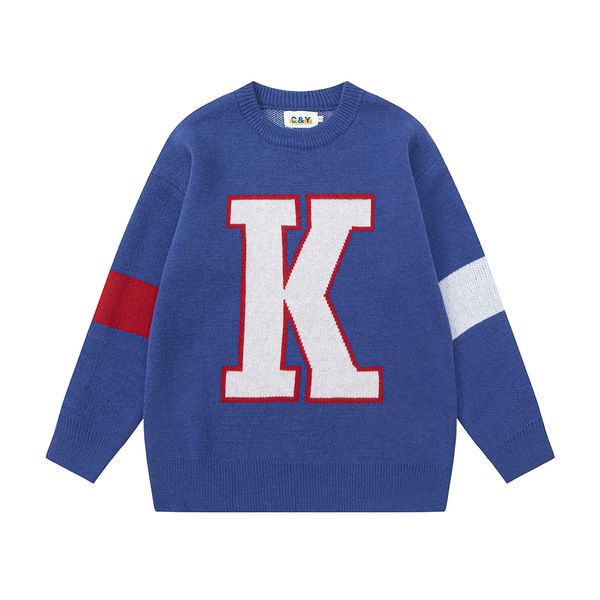 

streetwear letter print pullover sweaters for men high street baggy knitted oversized