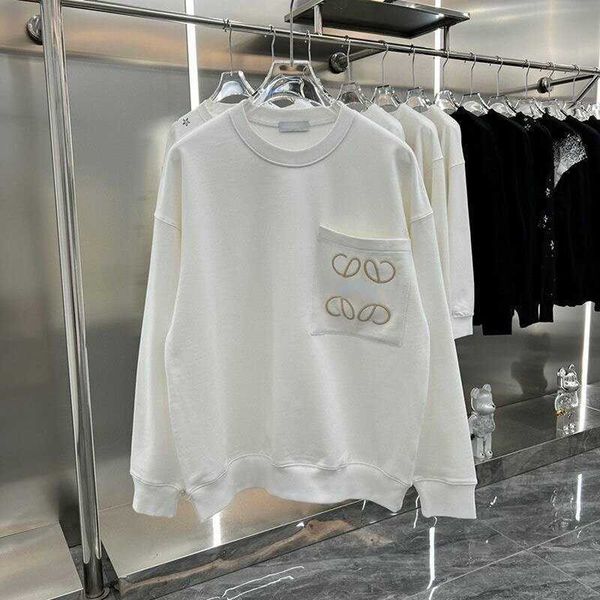 

high version loe designer sweater men women sweatshirt embroidery long sleeved tshirt round neck hoodie fashion cotton tee oversize sweaters, Black