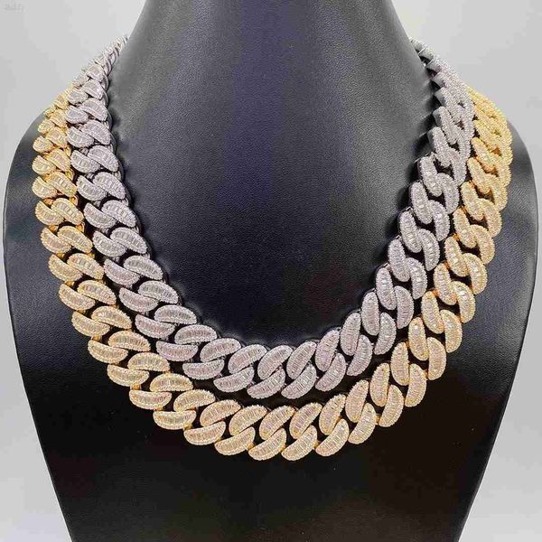 

gra certificate men hip hop jewelry bling sterling silver 925 baguette cut vvs moissanite iced out cuban link chain necklace