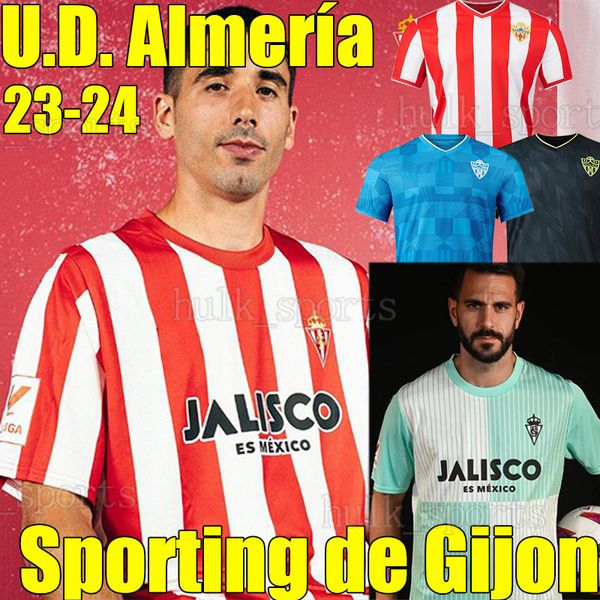 

23/24 sporting de gijon soccer jersey 2023 2024 home ud almeria sadiq dyego sousa akieme juan villar football shirt rivera p.garcia kravets, Black;yellow