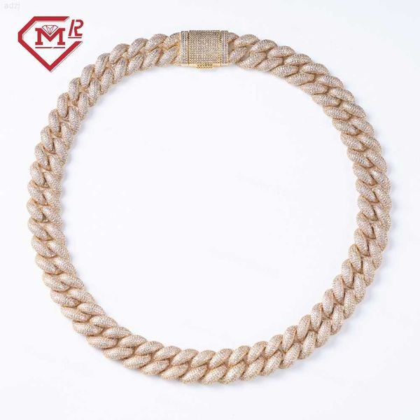 

925 silver 10mm diamond cut rope chain hip hop mens mirco pave iced out chain moissanite miami cuban link