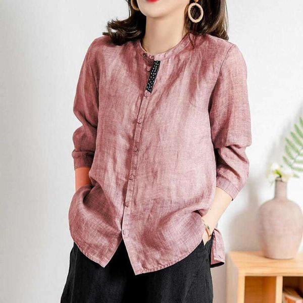 

vintage art shirt womens linen summer large thin, White