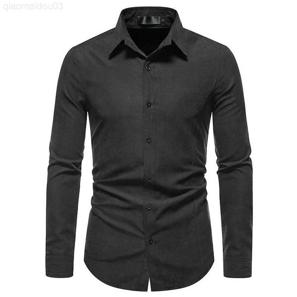 

men's casual shirts men's hollow out long sleeve fashion button solid color retro casual button shirt slim dress shirts l230813, White;black