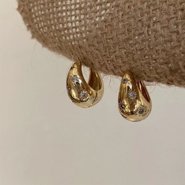 

s925 silver needle zircon astral gold silver stud earrings female niche design personality versatile temperament earring jewelry ladies, Golden;silver