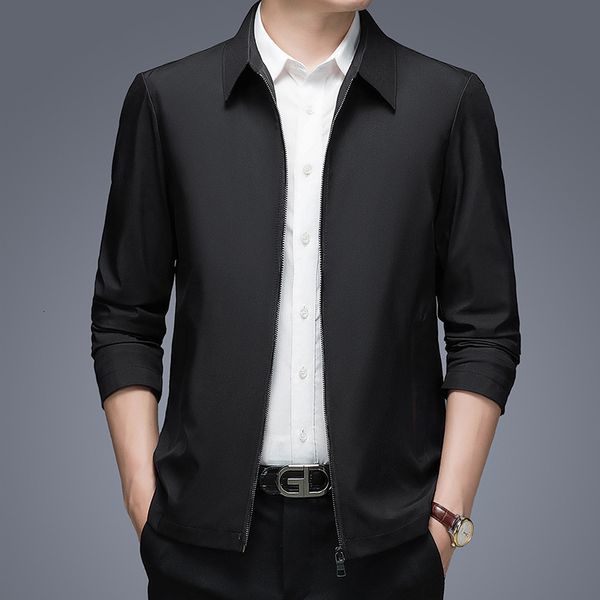 

men's jackets men business jacket casual brand coats spring autumn zipper thin coat simple solid fashion male blazer 230812, Black;brown