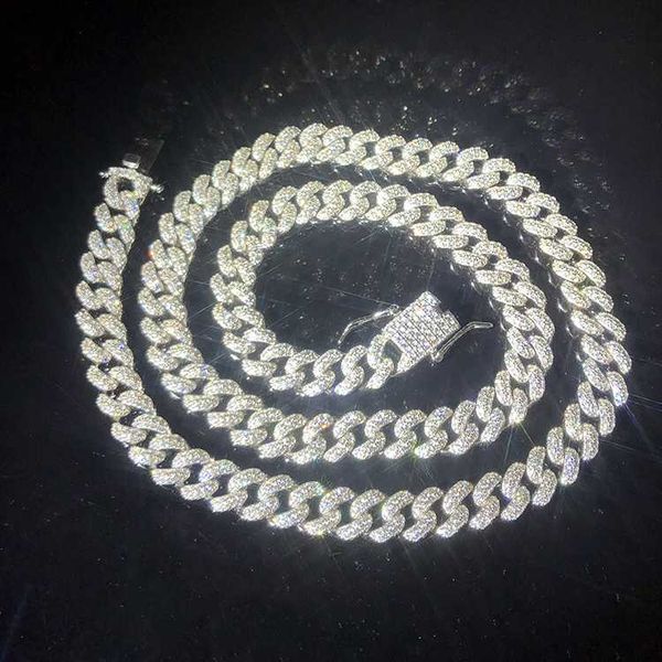 

wholesale price 925 silver cz diamond iced out 10mm wide necklace cuban link chain for man