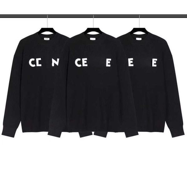 

wool sweaters womens knit sweatshirt embroidery ce round neck hoodie designer long sleeved t shirt winter warm pullover coat men women loose, White;black