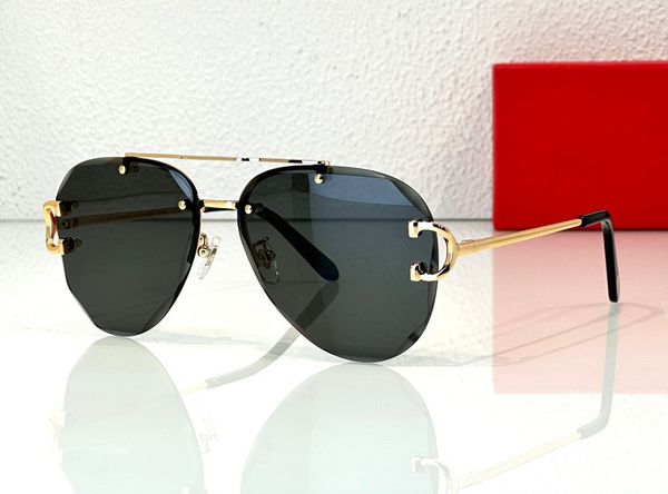 

fashion designer 0439 mens women sunglasses unique cut lens pilot metal rimless glasses summer simple leisure style anti-ultraviolet come wi, White;black