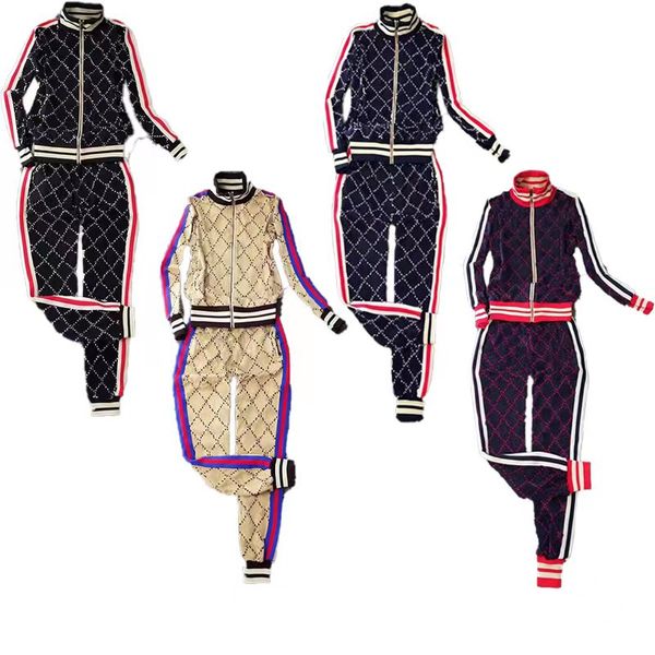 

women's fashion g-print street dress luxury trousers two-piece jacket with trousers suit leisure pure cotton autumn and winter jogging, White