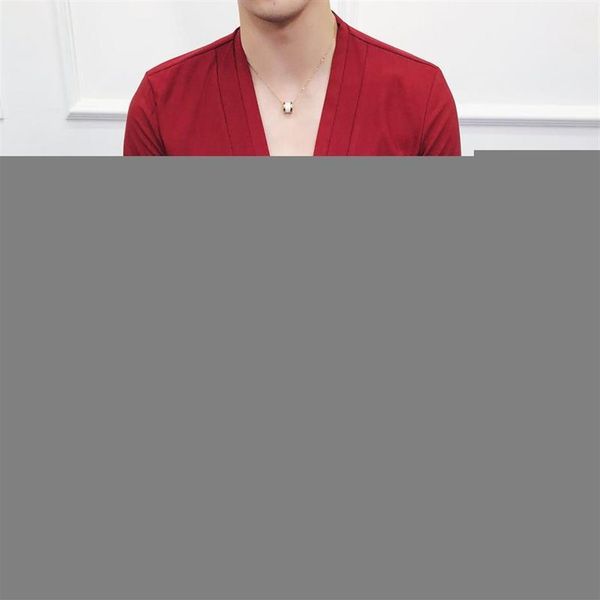 

helisopus men deep v neck shirt spring long sleeve slim party dress shirt for men camisa masculina1313i, White;black