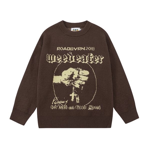 

letter print vintage pullover sweaters for men baggy knitted oversized