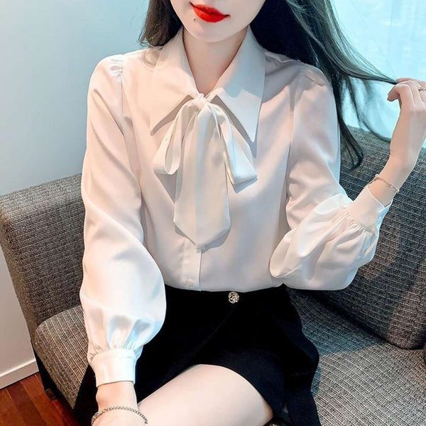 

early autumn white stained bow shirt womens design small light familiar hong kong style t