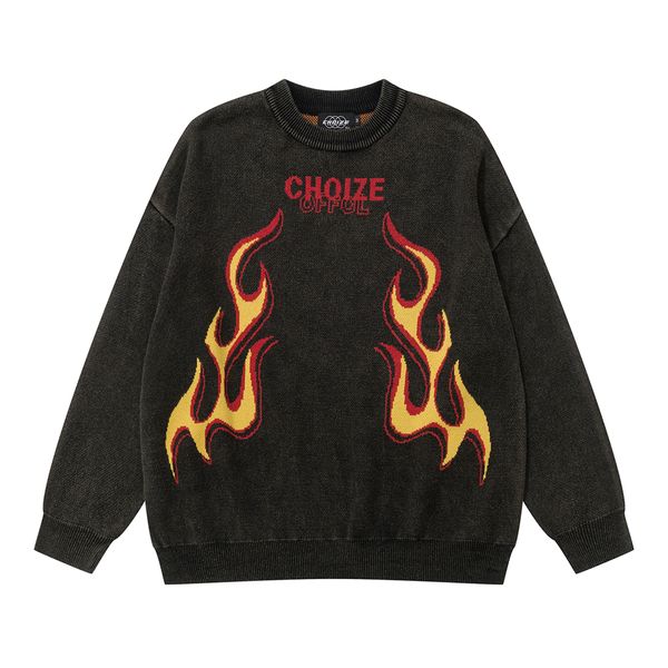 

letter print washed pullover sweaters for men and women baggy homme clothes