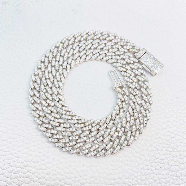 

punk style necklace moissanite diamond 6mm non fade jewellery cuban chain necklace 925 sterling silver