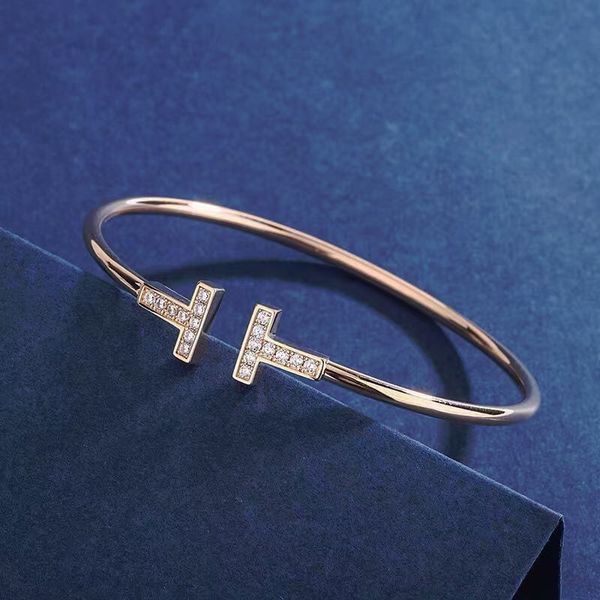 

double t diamond-encrusted bracelet female brand designer opening hard body a for girlfriend sending girlfriend to wife d238, Black