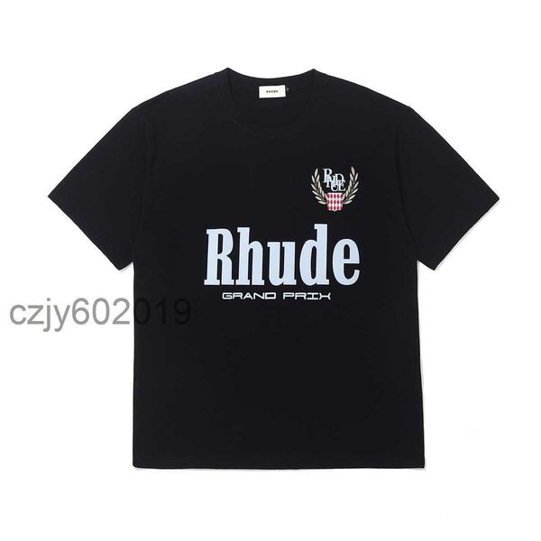 

rhude letter printing trend large size half sleeved american t-shirt high street ins fashion label oversize short sleeved men and women706r, White;black