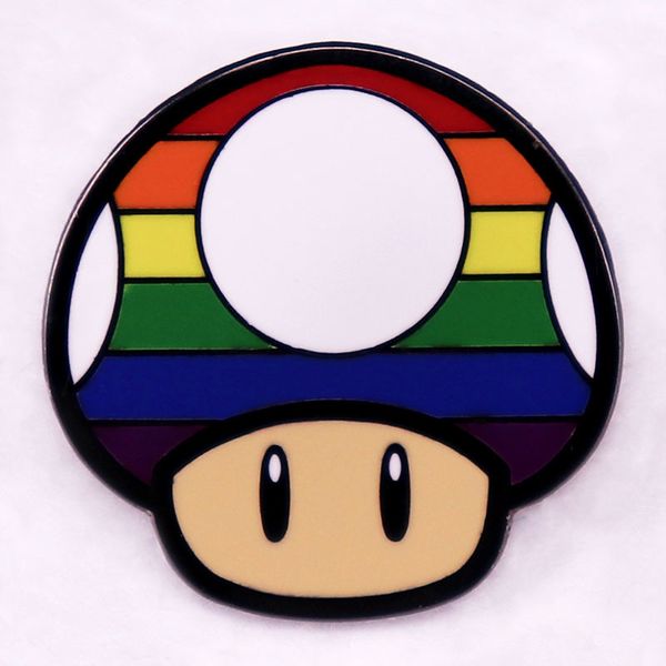 

rainbow mushroom brooch cute anime movies games hard enamel pins collect cartoon brooch backpack hat bag collar lapel badges, Blue