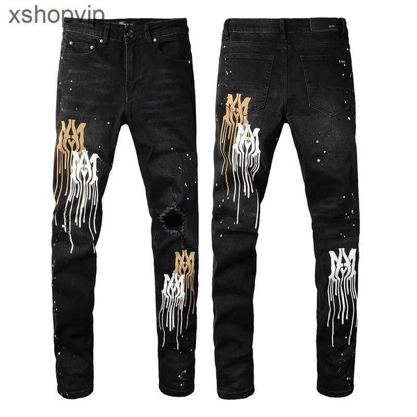 

designer jeans mens miri jeans denim pant distressed ripped biker embroidery patch hole pant fashion cool slim fit motorcycle pants trend co, Blue
