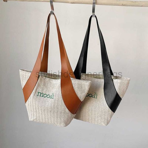 

beach bags 2023 new shoulder bag korean grass woven casual bag simplified large capacity letter contrast underarm bag women's bagstylis