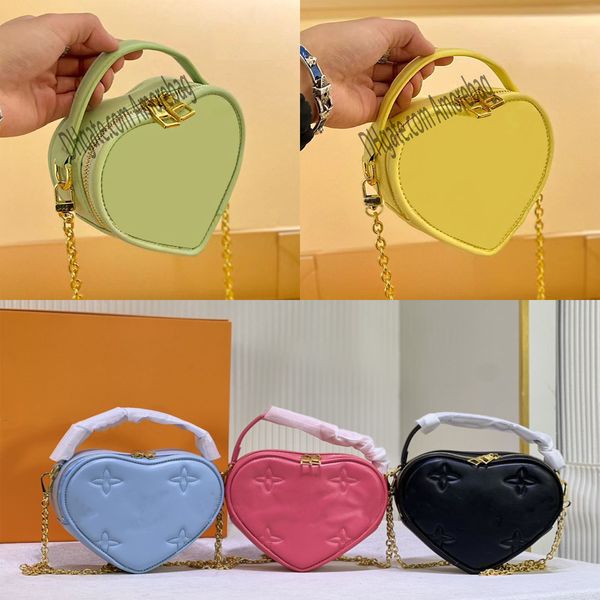 

designer pop my heart pouch leather handbag women chain wallet purse embossing crossbody bag fashion old flower women luxury designer chain