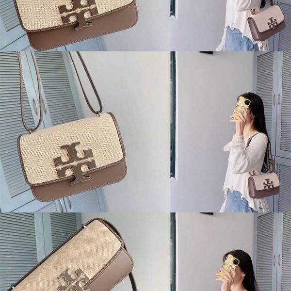

50% off designer bag 2024 early launch straight new tb canvas tofu magnetic buckle small square single crossbody women's shoulder strap