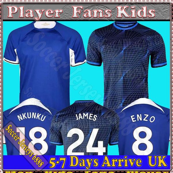 

23 24 cfc nkunku soccer jerseys n.jackson kids kit player version 2023 2024 enzo pulisic sterling james koulibaly azpilicueta havertz fofana, Black;yellow