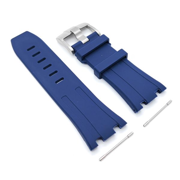 

28mm - 24mm dark blue rubber band strap for ap royal oak offshore 42 mm watch, Black;brown