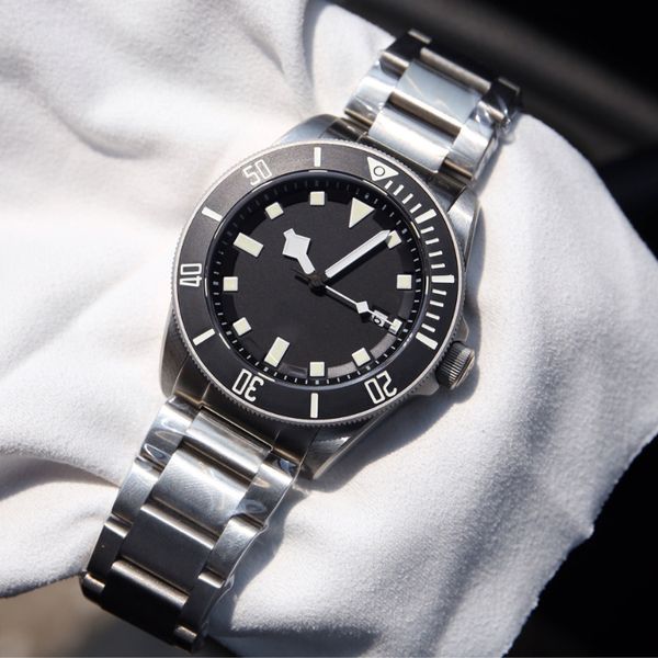 

new men's watch casual automatic mechanical watch 42mm all stainless steel business strap adjustable luxury fashion watch, Slivery;brown