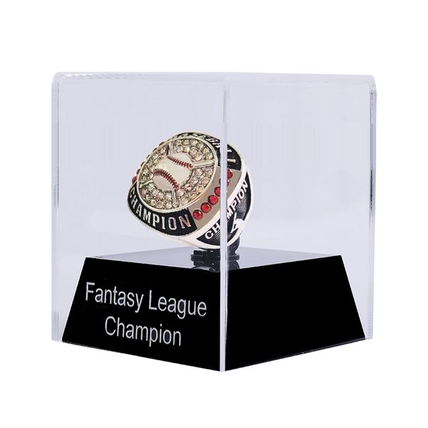 

fantasy baseball champion ring with stand no year new arrive full size 8-14, Silver