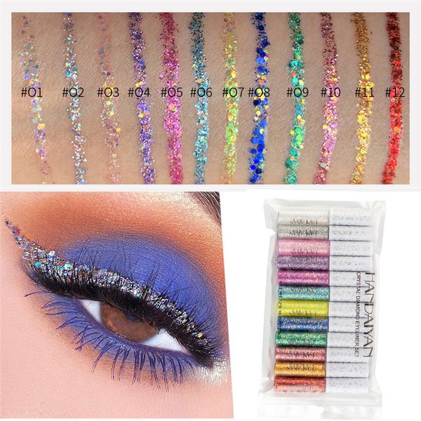 

eye shadowliner combination 12 colors liquid glitter eyeliner gel eyes makeup waterproof color liner pencil matte purple pen make up cosmeti