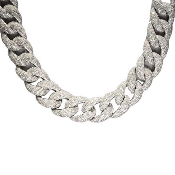 

hip hop heavy jewelry bussdown vvs moissanite miami cuban chain custom 20mm silver 925 cuban chain necklace