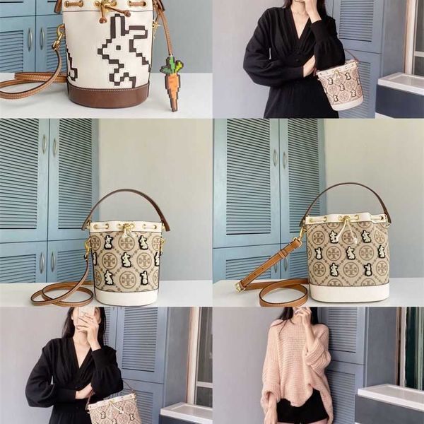 

55% off designer bag 2024 early launch new tb rabbit single shoulder crossbody women's drawstring handbag embroidered bucket