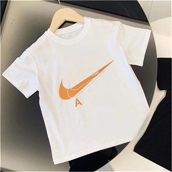 

2023 new children's short sleeve pure cotton t-shirt baby summer and autumn boys and girls breathable korean version children size 90-1, Blue