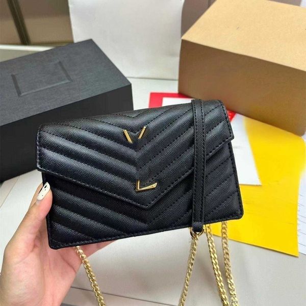 

fashion brand women's shoulder bag luxury cross-body multi-functional handbag large capacity ribbed chain letter clamshell wallet